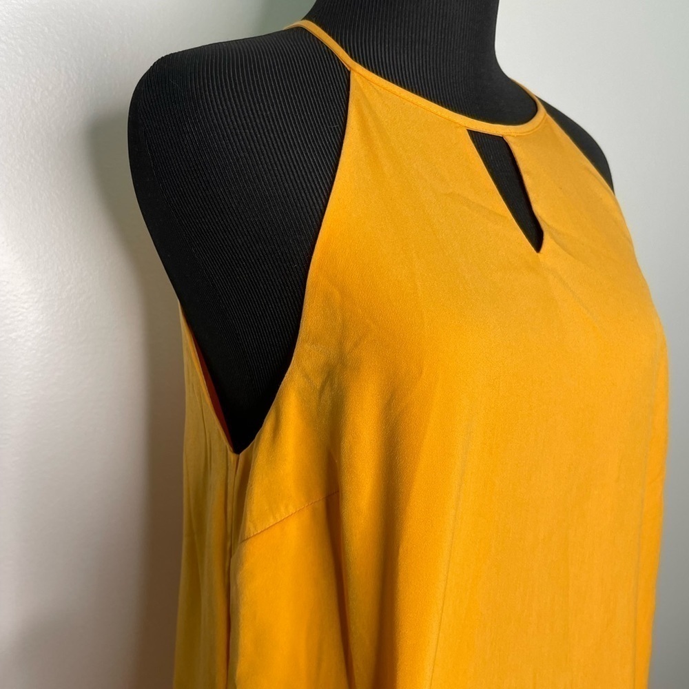 Simons bright yellow high neck keyhole mini dress - Picture 2 of 8